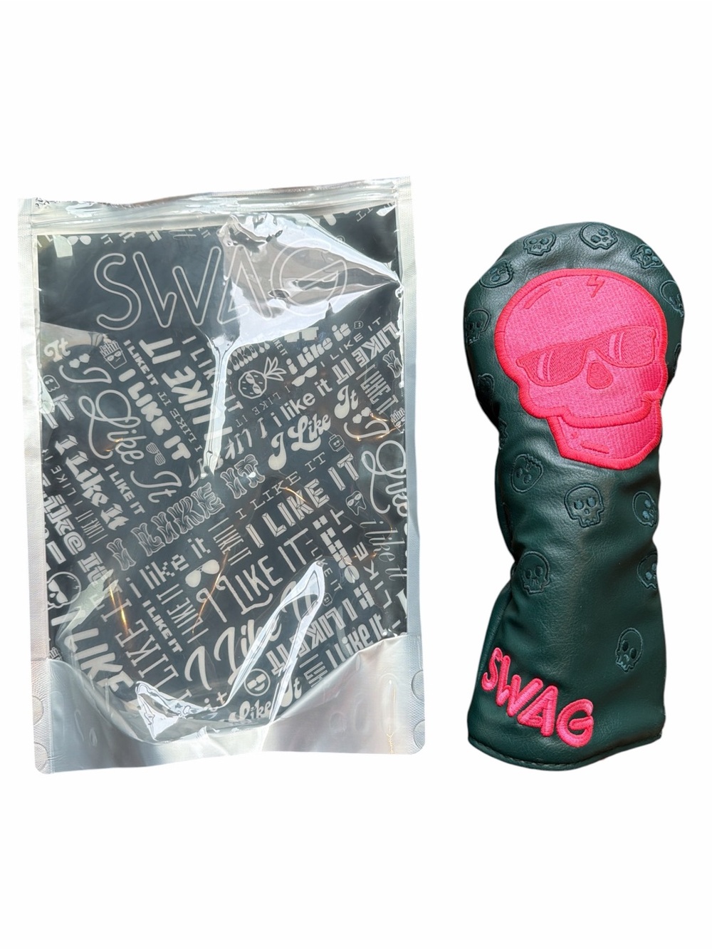 SWAG Green & Pink Skull Hyrbid Golf Club Headcover